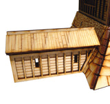 28mm Japanese Wooden Wall Half Section Angled End (x2)