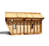 28mm Japanese Wooden Wall Half Section Angled End (x2)