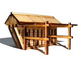 28mm Japanese Wooden Wall Half Section Angled End (x2)