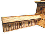 28mm Japanese Wooden Wall Section Long Angled End