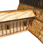 28mm Japanese Wooden Wall Section Long Angled End