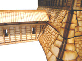 28mm Japanese Wooden Wall Section Long Angled End