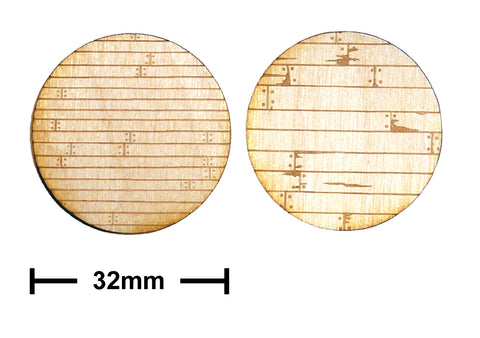 32mm Diameter Etched Wooden Planks