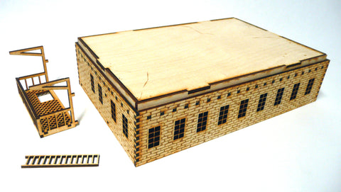 28mm Warehouse District Large Building Floor (Many Windows)